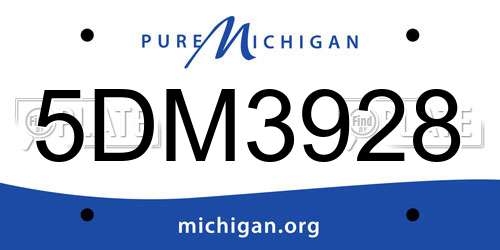 5DM3928 Michigan License Plate