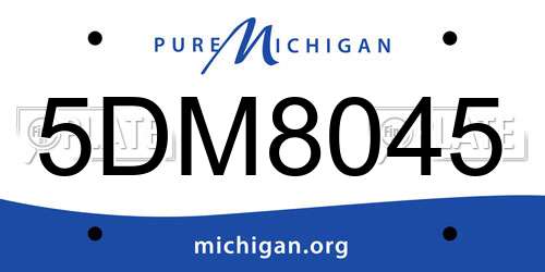 5DM8045 Michigan License Plate