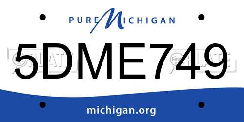 5DME749 Michigan License Plate