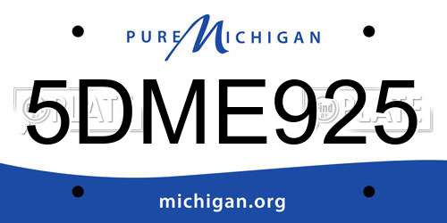5DME925 Michigan License Plate