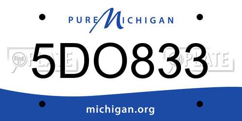 5DO833 Michigan License Plate
