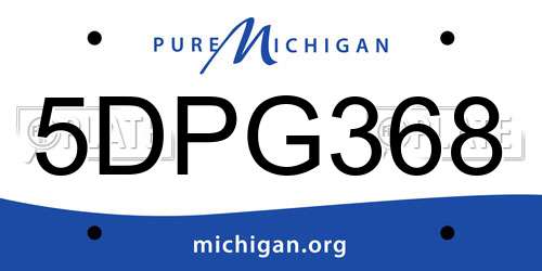 5DPG368 Michigan License Plate