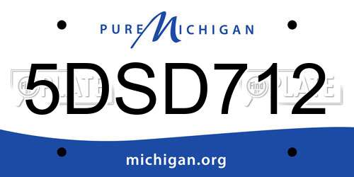 5DSD712 Michigan License Plate