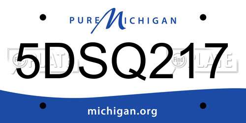 5DSQ217 Michigan License Plate