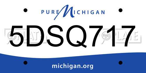 5DSQ717 Michigan License Plate