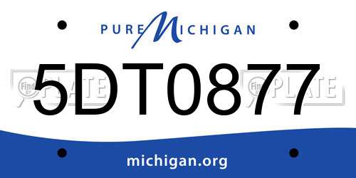 5DT0877 Michigan License Plate