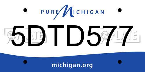 5DTD577 Michigan License Plate