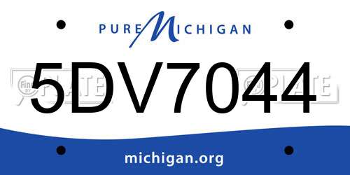 5DV7044 Michigan License Plate
