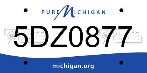 5DZ0877 Michigan License Plate