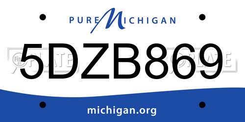 5DZB869 Michigan License Plate