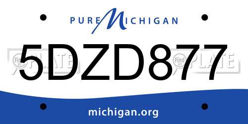 5DZD877 Michigan License Plate