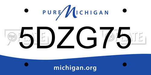 5DZG75 Michigan License Plate