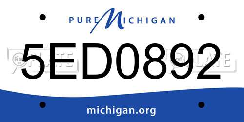 5ED0892 Michigan License Plate