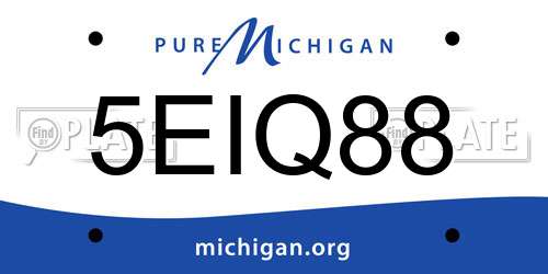 5EIQ88 Michigan License Plate