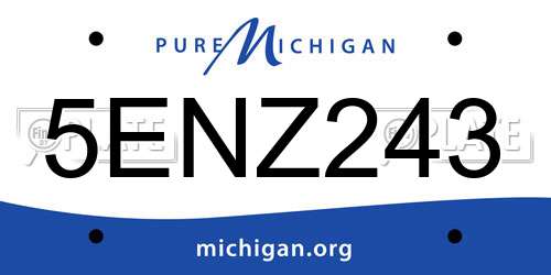 5ENZ243 Michigan License Plate