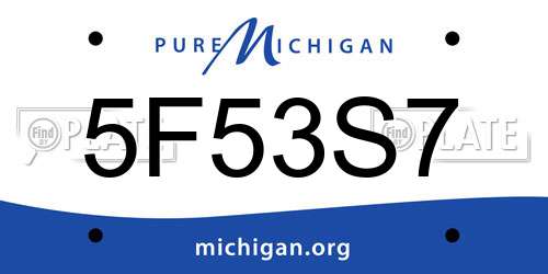 5F53S7 Michigan License Plate