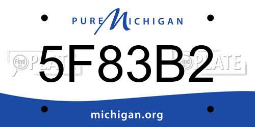 5F83B2 Michigan License Plate