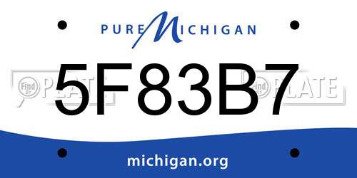 5F83B7 Michigan License Plate