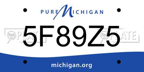 5F89Z5 Michigan License Plate