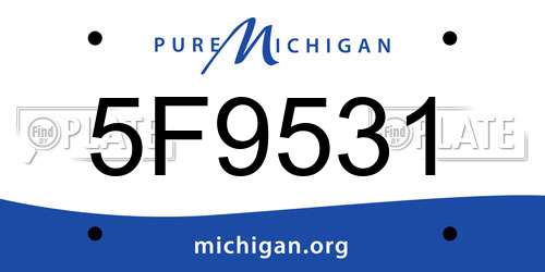 5F9531 Michigan License Plate
