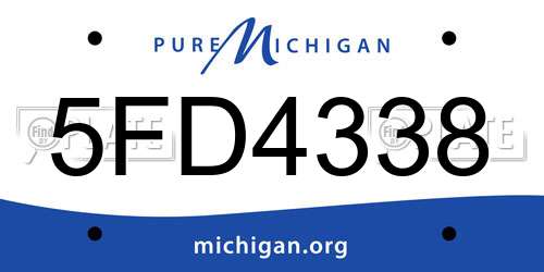 5FD4338 Michigan License Plate