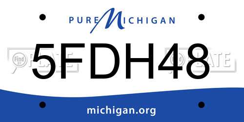 5FDH48 Michigan License Plate