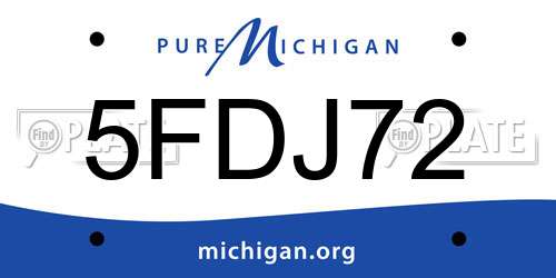 5FDJ72 Michigan License Plate