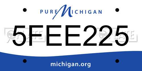 5FEE225 Michigan License Plate