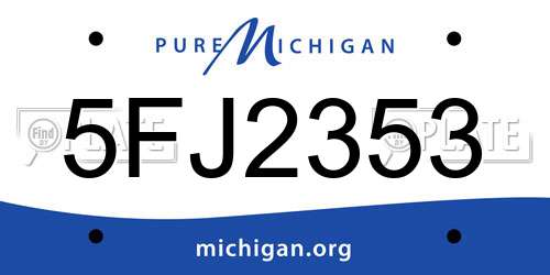 5FJ2353 Michigan License Plate