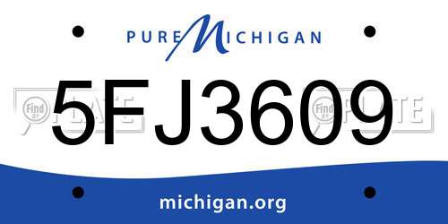 5FJ3609 Michigan License Plate