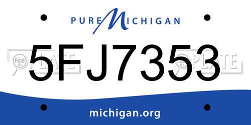 5FJ7353 Michigan License Plate