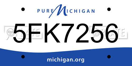 5FK7256 Michigan License Plate