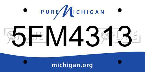 5FM4313 Michigan License Plate