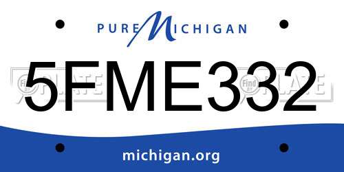 5FME332 Michigan License Plate