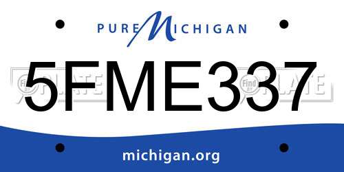 5FME337 Michigan License Plate