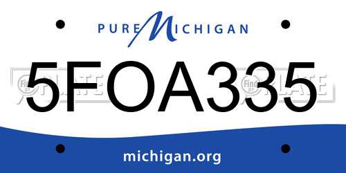 5FOA335 Michigan License Plate