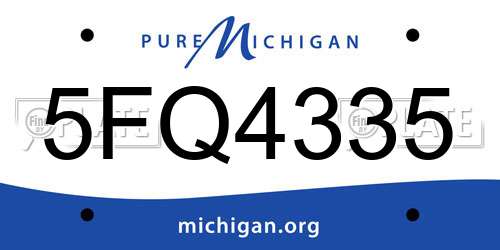 5FQ4335 Michigan License Plate