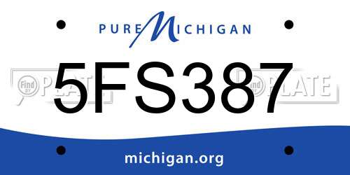 5FS387 Michigan License Plate