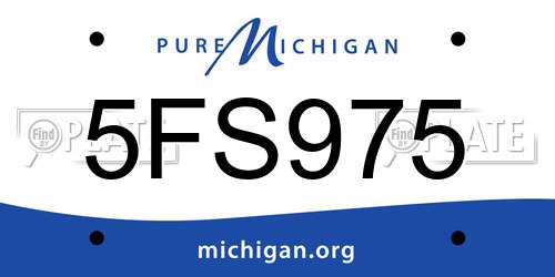 5FS975 Michigan License Plate