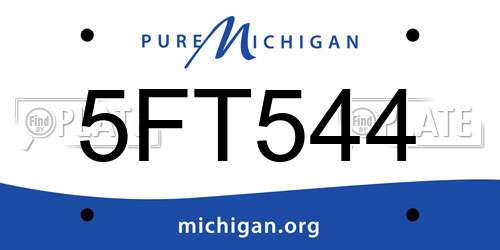 5FT544 Michigan License Plate