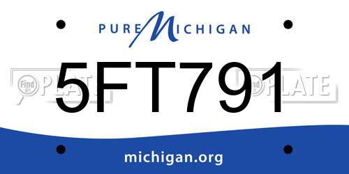 5FT791 Michigan License Plate