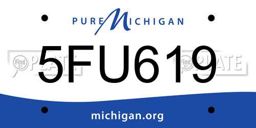 5FU619 Michigan License Plate