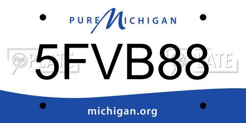 5FVB88 Michigan License Plate