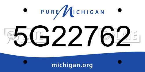 5G22762 Michigan License Plate