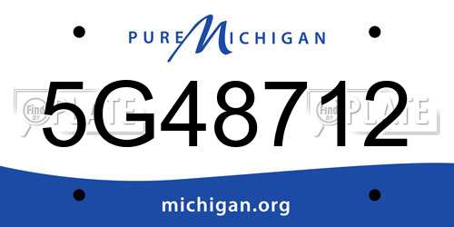 5G48712 Michigan License Plate