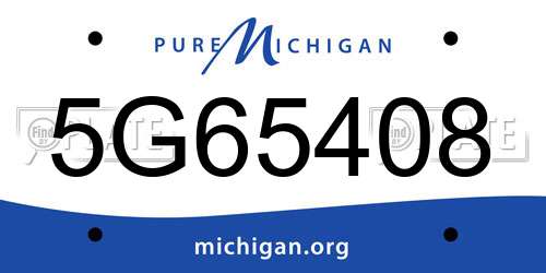 5G65408 Michigan License Plate