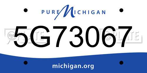 5G73067 Michigan License Plate
