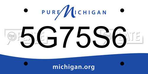 5G75S6 Michigan License Plate