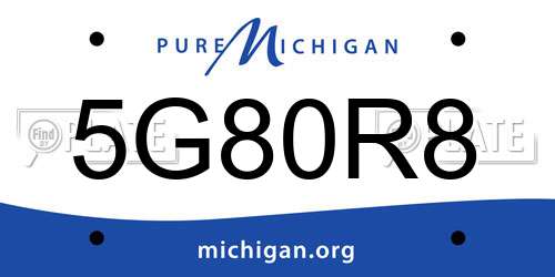 5G80R8 Michigan License Plate