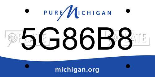 5G86B8 Michigan License Plate